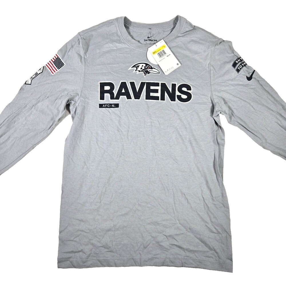 Baltimore Ravens Salute To Service Long Sleeve Shirt Gray Men's Small New